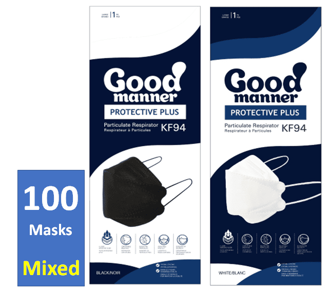 Good Manner KF94 Mask Mixed Adult (100 Mix= 30 White/ 70 Black) / The Authorized Distributor in Canada. | Clear Pro Global_Good Manner