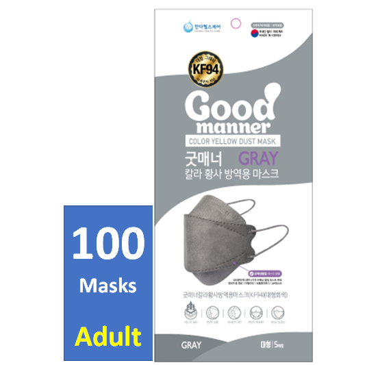 Good Manner Mask KF94 Gray Adult (100 Masks Total),  Free Shipping within Canada-The Authorized Distributor in Canada. | Clear Pro Global_Good Manner