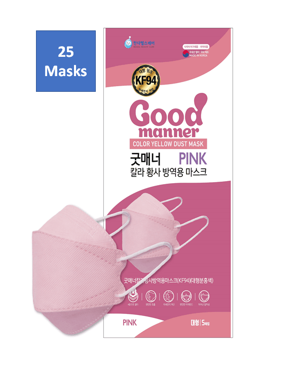 Good Manner KF94 Mask Pink Adult (25 Masks) / The Authorized