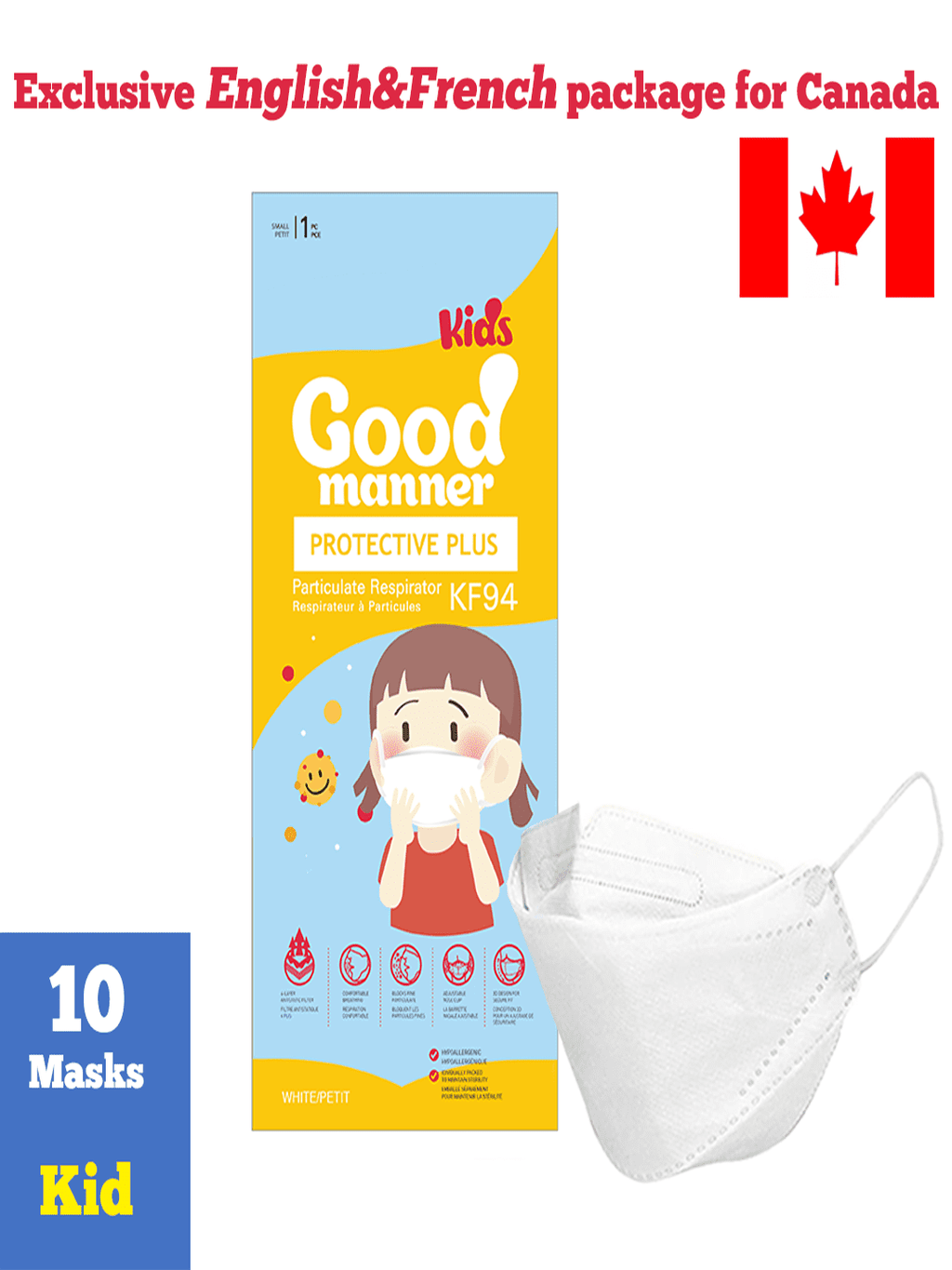 Good Manner KF94 Masks Canada for Kids (age 5 to 12), Free Shipping 10 masks./ The Authorized Distributor in Canada. | Clear Pro Global_Good Manner