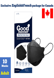 Good Manner KF94 Mask Black Adult (10 Masks) / Free Shipping within Canada / The Authorized Distributor in Canada. | Clear Pro Global_Good Manner